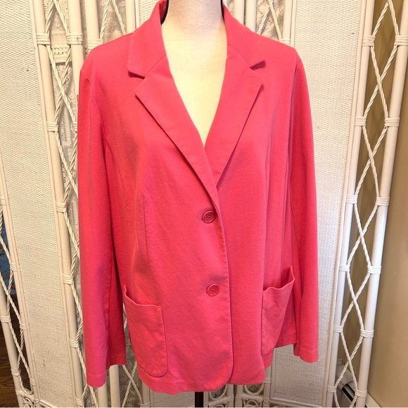 Talbots Blazer Jacket Warm Pink Casual Unlined Ponte Knit Plus size 2X - Picture 2 of 16